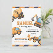 Bouw Vrachtwagen - uitnodiging (Staand voorkant)