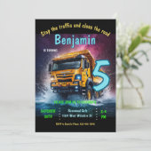 Bouw Vrachtwagen - uitnodiging (Staand voorkant)