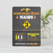 Bouw Vrachtwagen - uitnodiging (Staand voorkant)