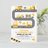 Bouw Vrachtwagen - uitnodiging (Staand voorkant)