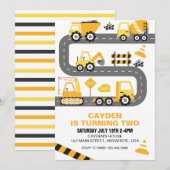 Bouw Vrachtwagen - uitnodiging (Voorkant / Achterkant)