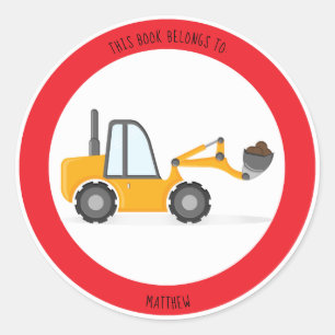Bouw Vrachtwagen Verjaardag Dit boek behoort tot Ronde Sticker
