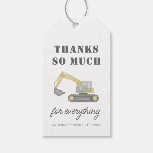 Bouw Vrachtwagen Voertuigen Jongens Favor Cadeaulabel (Voorkant)