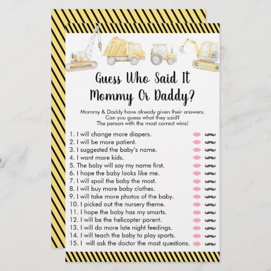 Bouw Vrachtwagen: wie zei het spel? (Voorkant / Achterkant)