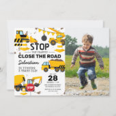 Bouw vrachtwagenkinderen Birthday Foto Kaart (Voorkant)