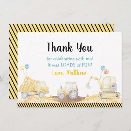 Bouw vrachtwagenladingen vun . bedankkaart (Voorkant / Achterkant)