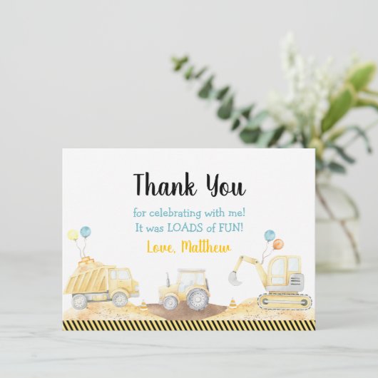 Bouw vrachtwagenladingen vun . bedankkaart (Staand voorkant)