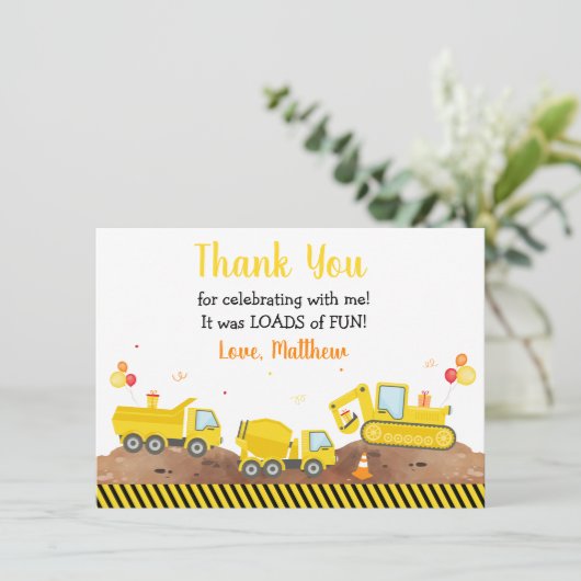 Bouw vrachtwagenladingen vun Birthday Dank u Bedankkaart (Staand voorkant)