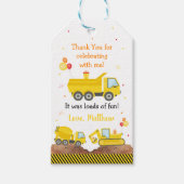 Bouw vrachtwagenladingen vun Birthday Dank u Cadeaulabel (Voorkant)