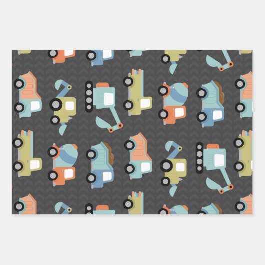 Bouw vrachtwagenpatroon in Sinaasappel Inpakpapier Vel (Voorkant)