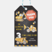 Bouw vrachtwagens afgelopen dag Dank u Label Cadeaulabel (Voorkant)