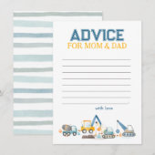 Bouw Vrachtwagens, Baby shower Advies voor Moeder Notitiekaartje (Voorkant / Achterkant)