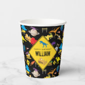 Bouw vrachtwagens dinosauriërs in de ruimte van Bi Papieren Bekers (Achterkant)