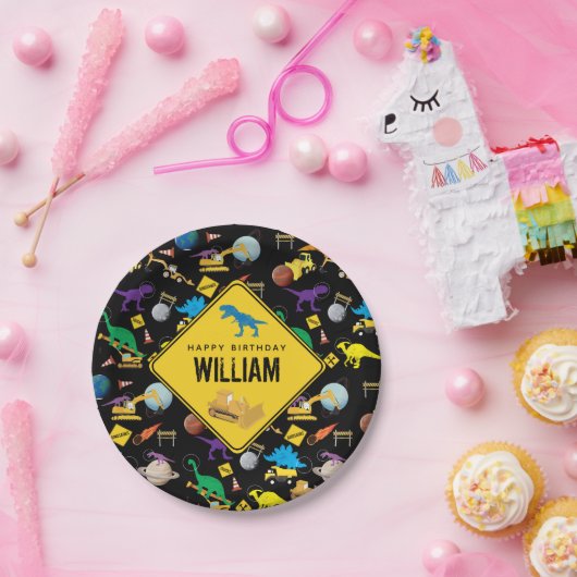 Bouw vrachtwagens dinosauriërs in de ruimte van Bi Papieren Bordje (Feest)
