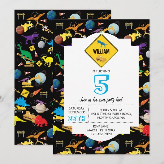 Bouw vrachtwagens Dinosauriërs Kaart (Voorkant / Achterkant)