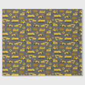 Bouw Vrachtwagens en Tekens Patroon Grijs Cadeaupapier (Vlak)