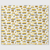 Bouw Vrachtwagens en Tekens Patroon Wit Cadeaupapier (Vlak)