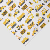 Bouw Vrachtwagens en Tekens Patroon Wit Tissuepapier (Detail)