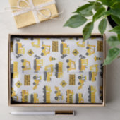 Bouw Vrachtwagens en Tekens Patroon Wit Tissuepapier (Geschenk)