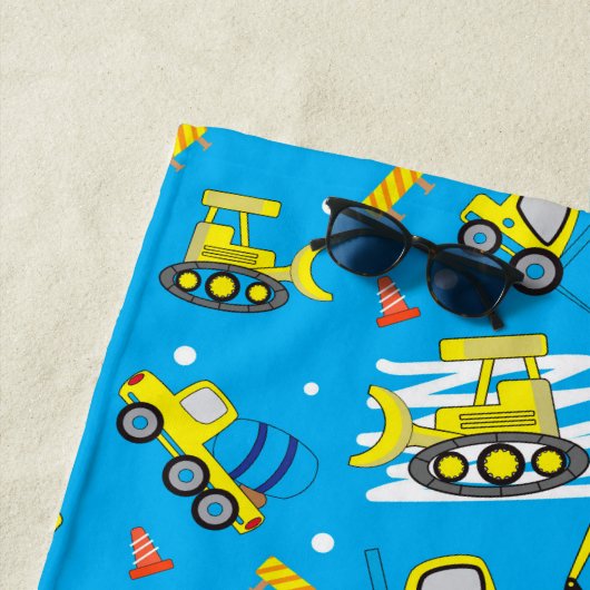 Bouw Vrachtwagens strand Strandlaken (In situ)