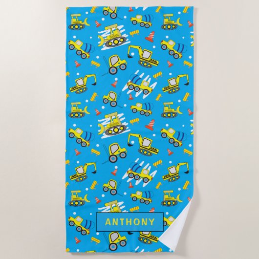 Bouw Vrachtwagens strand Strandlaken (Voorkant)