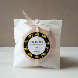 Bouw vrachtwagens Thema Dankuwel Ronde Sticker