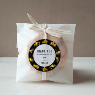 Bouw vrachtwagens Thema Dankuwel Ronde Sticker