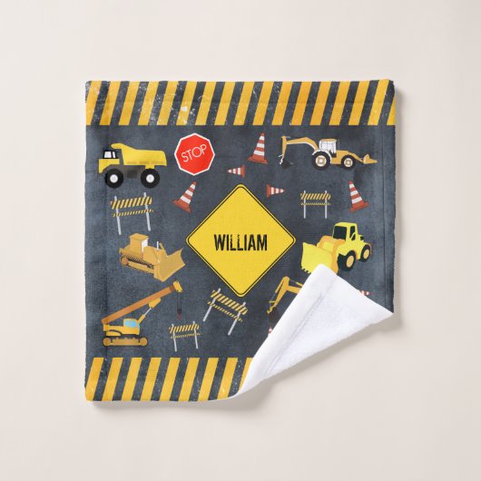 Bouw vrachtwagens Zware machinekamer Bad Handdoek (Wasdoekje)