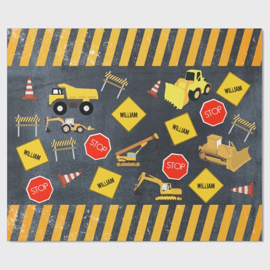 Bouw vrachtwagens Zware machinekamer Cadeaupapier (Vlak)