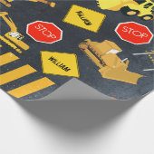 Bouw vrachtwagens Zware machinekamer Cadeaupapier (Hoek)