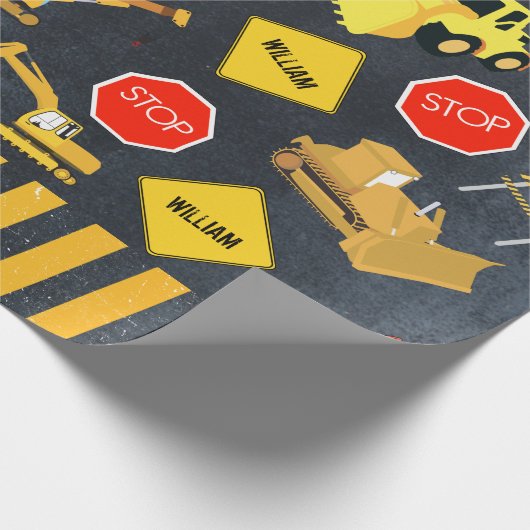 Bouw vrachtwagens Zware machinekamer Cadeaupapier (Hoek)