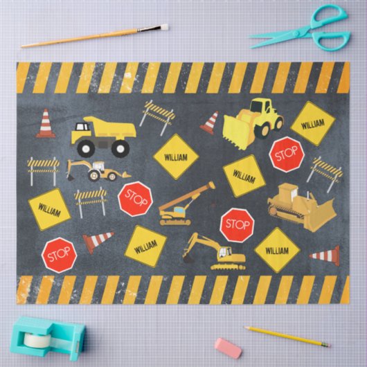 Bouw vrachtwagens Zware machinekamer Tissuepapier (Craft)