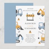 Bouw vrachtwagenthema Birthday Party Kaart (Voorkant / Achterkant)