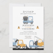 Bouw vrachtwagenthema Birthday Party Kaart (Voorkant)