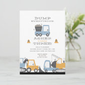 Bouw vrachtwagenthema Birthday Party Kaart (Staand voorkant)