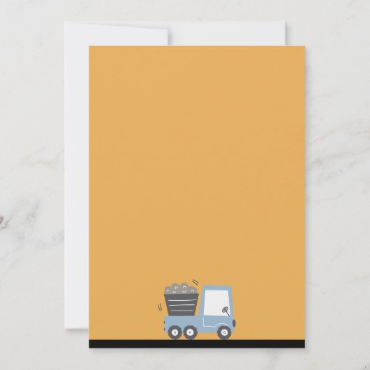 Bouw vrachtwagenthema Birthday Party Kaart (Achterkant)