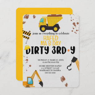 Bouw vuile 3rd-y verjaardagsuitnodiging, vrachtwag kaart