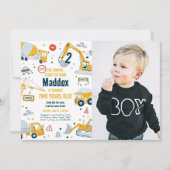 Bouw Yellow Dump Truck Digger Boy Birthday Kaart (Voorkant)