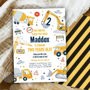 Bouw Yellow Dump Truck Digger Boy Birthday Kaart