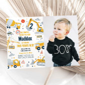 Bouw Yellow Dump Truck Digger Boy Birthday Kaart