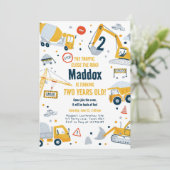 Bouw Yellow Dump Truck Digger Boy Birthday Kaart (Staand voorkant)