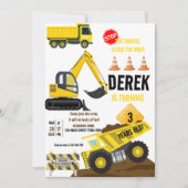 Bouw Yellow Dump Truck Digger Boy Birthday Kaart (Voorkant)