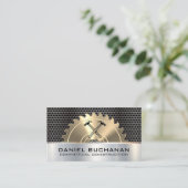 Bouw | Zaag  | Metalen Grill Hammen Pictogram Visitekaartje (Staand voorkant)