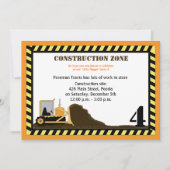 Bouw Zone Backhoe boys Birthday Invite Kaart (Voorkant)