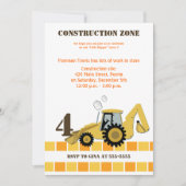 Bouw Zone Backhoe boys Birthday Invite Kaart (Voorkant)
