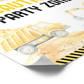 Bouw Zone Dump Truck Digger Birthday Poster (Hoek)