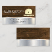 Bouw | Zout en hout | Metalen achtergrond Visitekaartje (Voorkant / Achterkant)