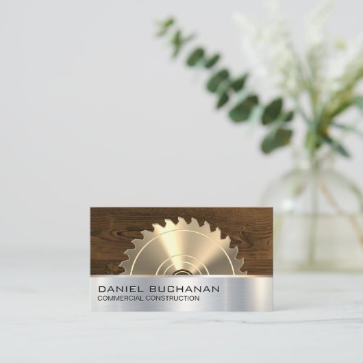Bouw | Zout en hout | Metalen achtergrond Visitekaartje (Staand voorkant)
