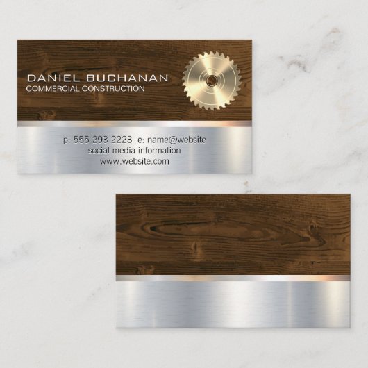 Bouw | Zout en hout | Metalen achtergrond Visitekaartje (Voorkant / Achterkant)