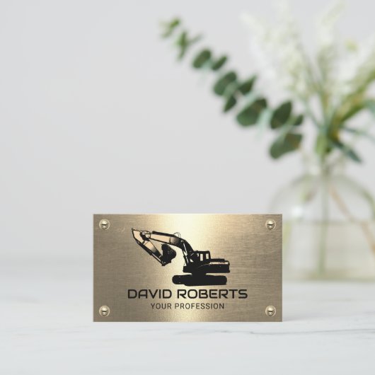 Bouw Zware Materiaalexploitant Goud Metaal Visitekaartje (Staand voorkant)